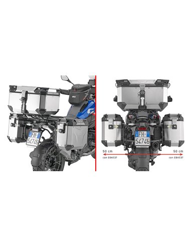 Portamaletas lateral específico PL ONE-FIT configurado para maletas MONOKEY® CAM-SIDE Trekker Outback